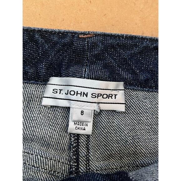 St. John Sport Women's Size 8 Blue Straight Leg Zip Up Denim Distressed Jeans - Picture 3 of 7